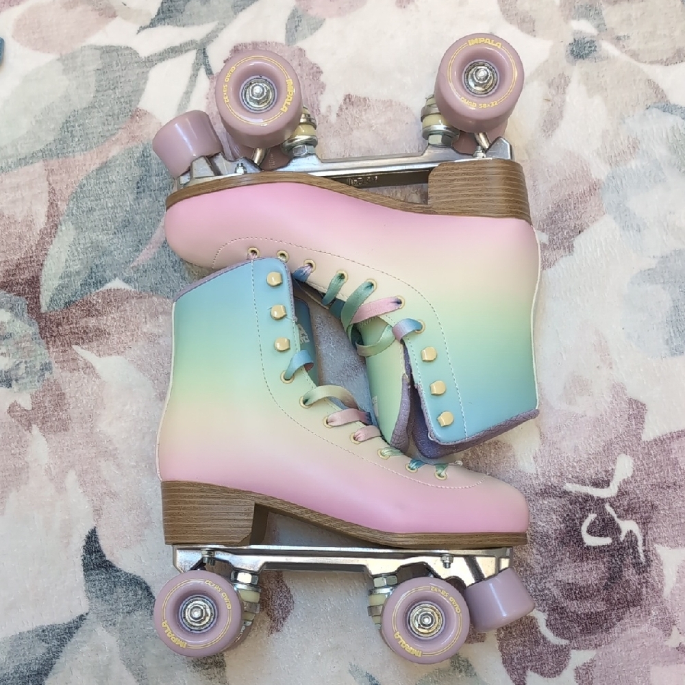 Pastel Rainbow Roller Skates